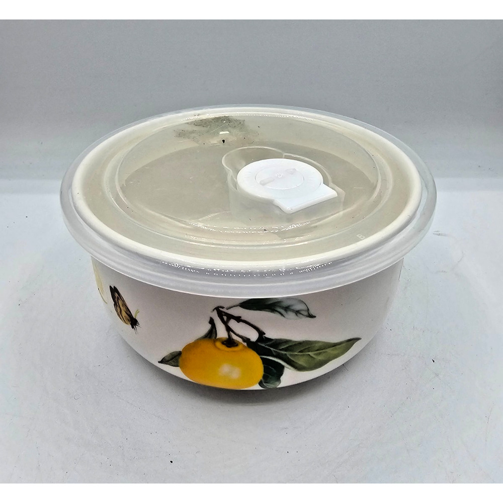 Gracie China Grace Pantry Lemon Garden porcelain storage bowl vented lid
